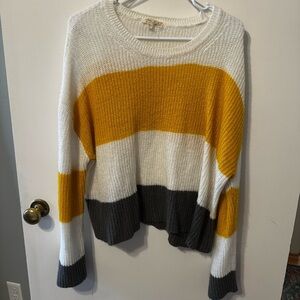 Colorblock Sweater in Mustard, White, and Gray
